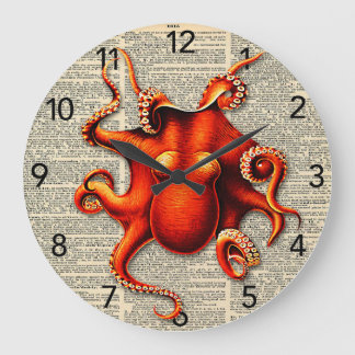 Steampunk octopus woordenboek grote klok