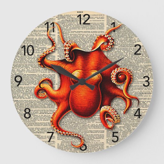 Steampunk octopus woordenboek grote klok (Voorkant)