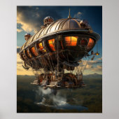 Steampunk Odyssey:  luchtschip Waterverf Kunst Poster (Voorkant)