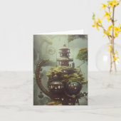 Steampunk Oerwoud Huisvesting Alle gelegenheden Kaart (Gele Bloem)