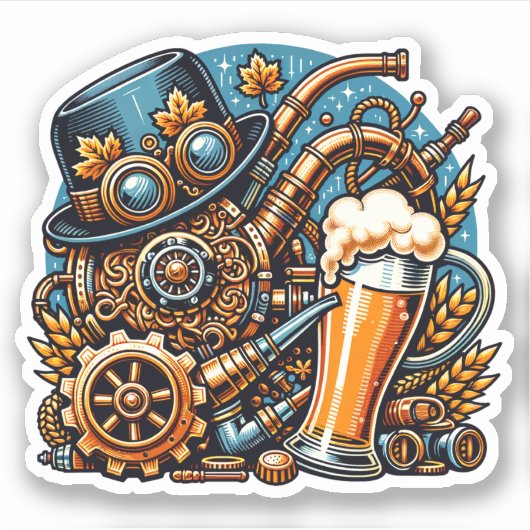 Steampunk Oktoberfest Sticker (Voorkant)