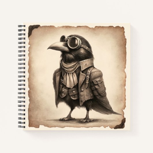 Steampunk Old Crow Foto spiraal Notitieboek (Voorkant)