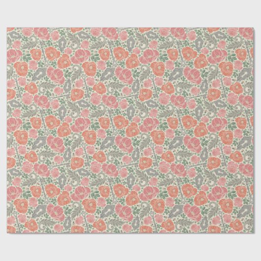 Steampunk Old Lock Key Red Poppy Cadeaupapier (Vlak)