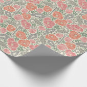 Steampunk Old Lock Key Red Poppy Cadeaupapier (Hoek)