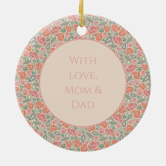  Steampunk Old Lock Key Red Poppy Keramisch Ornament (Achterkant)