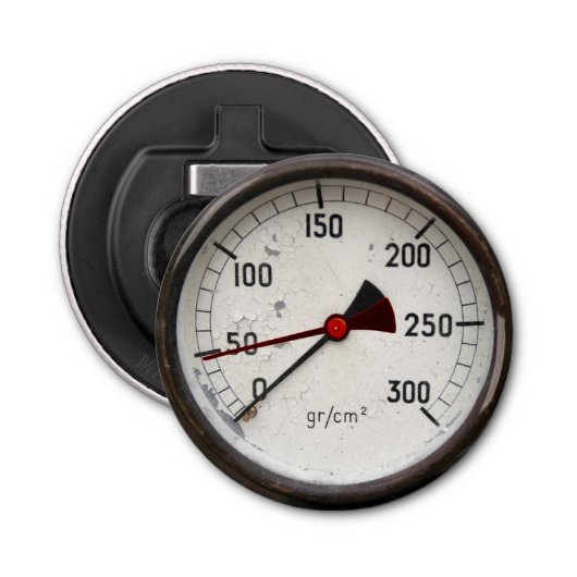 Steampunk Old Manometer 50th Birthday Bottle Open! Button Flesopener (Voorkant)