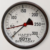 Steampunk Old Manometer 50th Birthday Button (Voorkant)