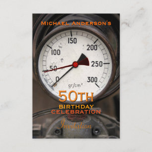 Steampunk Old Manometer 50th Birthday Celebration Kaart