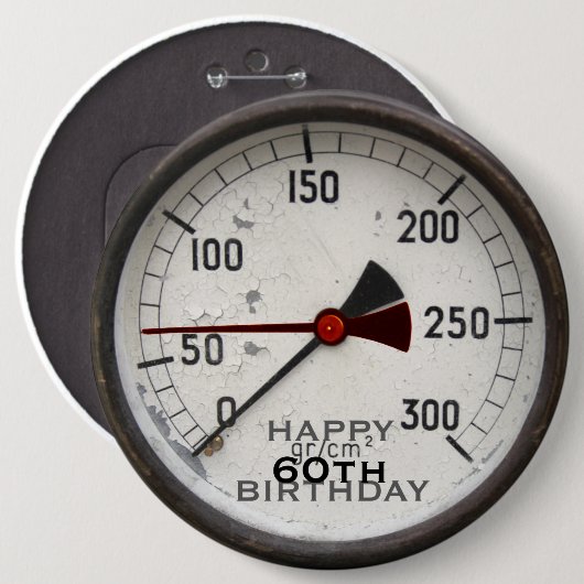 Steampunk Old Manometer 60th Birthday Button (Voorkant /achterkant)