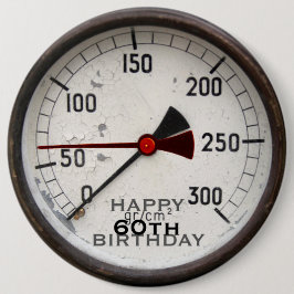 Steampunk Old Manometer 60th Birthday Button