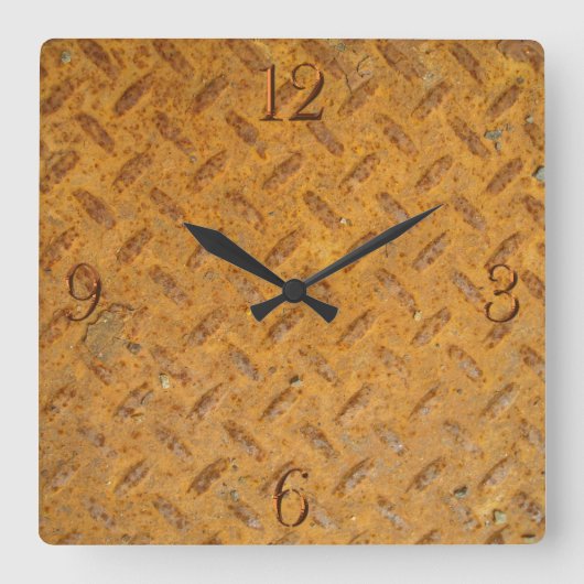 Steampunk Old Rusty Plating Metal Effect Vierkante Klok (Voorkant)