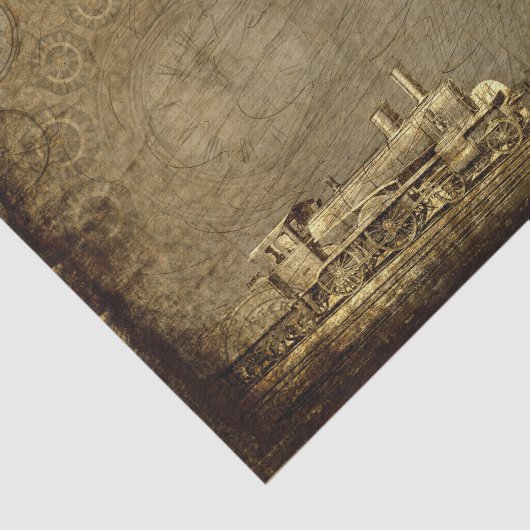 Steampunk Old Train Locomotive Industrial Tissuepapier (Detail)