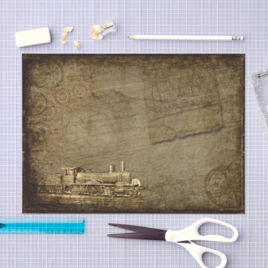 Steampunk Old Train Locomotive Industrial  Tissuepapier (Craft)