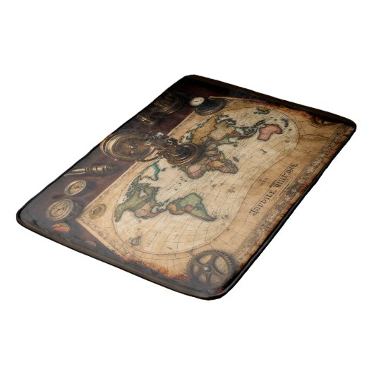 Steampunk Olde Wereldkaart Badmat (Gekanteld)