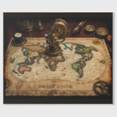 Steampunk Olde Wereldkaart Cadeaupapier (Vlak)