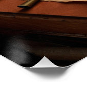 Steampunk Olde Wereldkaart en -bureau Perfect Poster (Hoek)