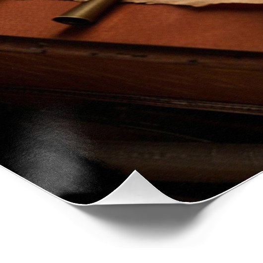 Steampunk Olde Wereldkaart en -bureau Perfect Poster (Hoek)