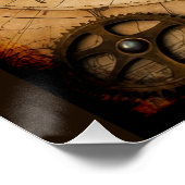Steampunk Olde Wereldkaart Perfect Poster (Hoek)