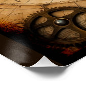 Steampunk Olde Wereldkaart Perfect Poster (Hoek)