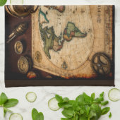 Steampunk Olde Wereldkaart Theedoek (Gevouwen)