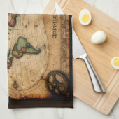 Steampunk Olde Wereldkaart Theedoek (Quarter Fold)