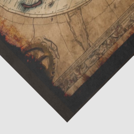 Steampunk Olde Wereldkaart Tissuepapier (Detail)
