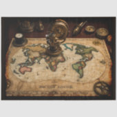 Steampunk Olde Wereldkaart Tissuepapier (Voorkant)