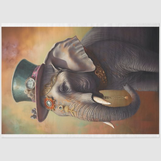 Steampunk Olifant 1 Decoupage Papier (Voorkant)