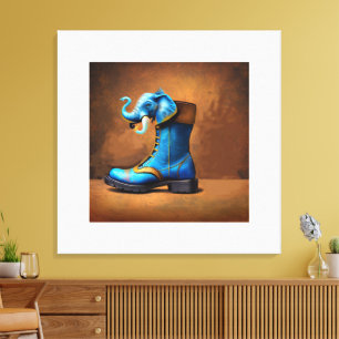 Steampunk Olifant Laars canvasprint Canvas Afdruk