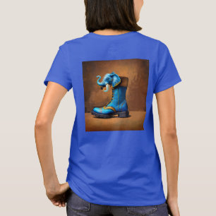 Steampunk Olifant Laars vrouwen blauwe T-shirt ach