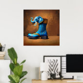Steampunk Olifant Laars waarde matte poster (Thuiskantoor)