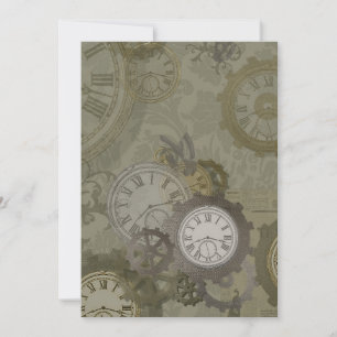 Steampunk olijfgroen afdrukken aankondiging