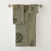 Steampunk olijfgroen afdrukken bad handdoek (Insitu)