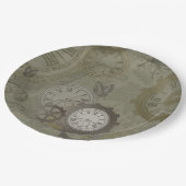 Steampunk olijfgroen  afdrukken papieren bordje (Gekanteld)