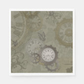 Steampunk olijfgroen afdrukken servet (Voorkant)