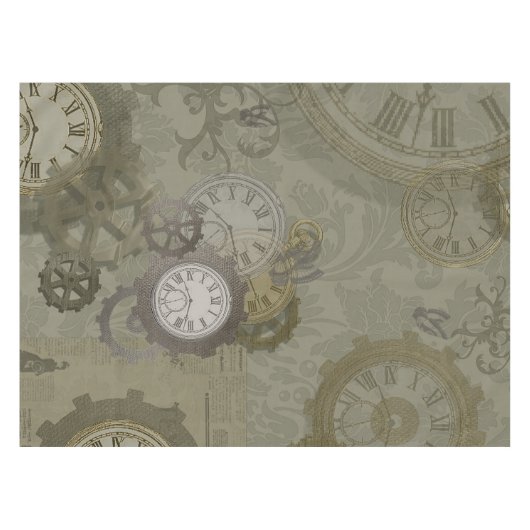 Steampunk olijfgroen  afdrukken tafelkleed (Voorkant (Horizontaal))