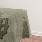 Steampunk olijfgroen  afdrukken tafelkleed (Voorbeeld)