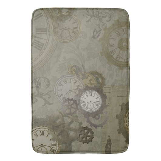 Steampunk olijfgroen,  badmat (Voorkant Verticaal)