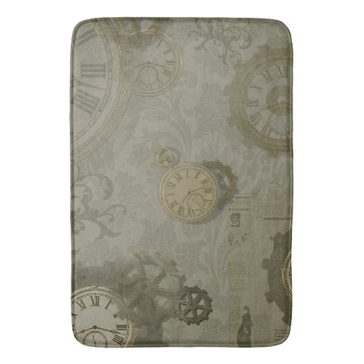 Steampunk olijfgroen,  badmat (Voorkant Verticaal)