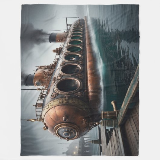 Steampunk Onderwaterboot Fleece Deken (Voorkant)