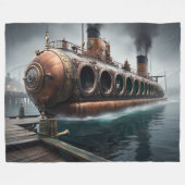 Steampunk Onderwaterboot Fleece Deken (Voorkant (Horizontaal))