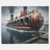 Steampunk Onderwaterboot Fleece Deken (Voorkant (Horizontaal))