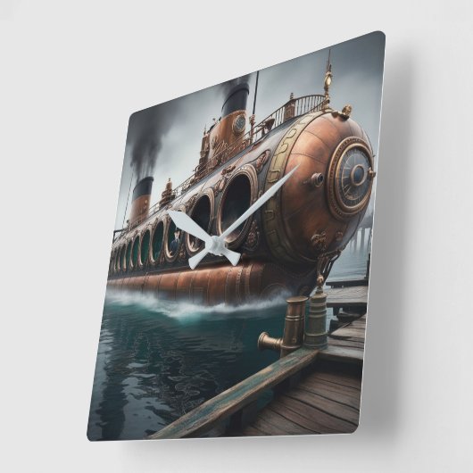 Steampunk Onderwaterboot Vierkante Klok (Hoek)