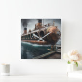 Steampunk Onderwaterboot Vierkante Klok (Huis)