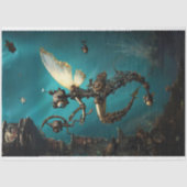 Steampunk Onderwaterduiker Blauwgroen Decoupage Tissuepapier (Voorkant)