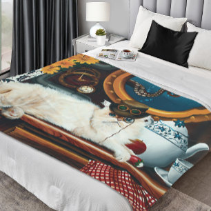 Steampunk Onderzeeër Kat Thee Fleece Deken