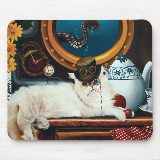 Steampunk Onderzeeër Kat Thee Muismat (Voorkant)