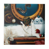 Steampunk Onderzeeër Kat Thee Tegeltje (Voorkant)