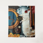 Steampunk Onderzeeër Kat Thee Wandkleed (Voorkant)