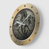 Steampunk onderzeeër Porthole Kraken Giant Octopus Grote Klok (Hoek)